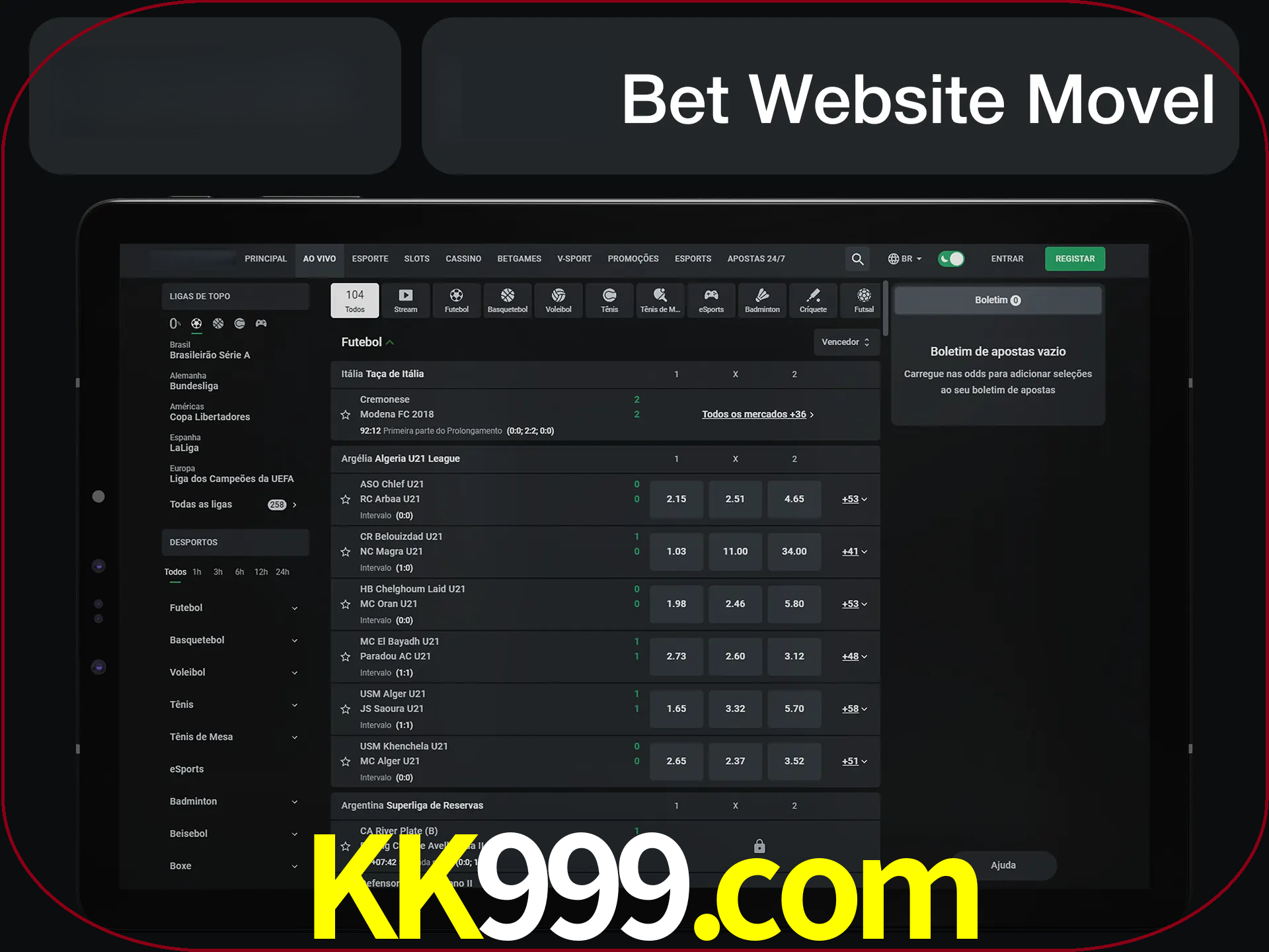 Use nosso website em qualquer dispositivo.